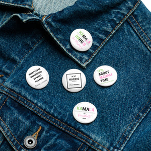 Set of Pink & Green Kamala Pin Buttons