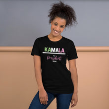 Load image into Gallery viewer, Black - Tri-color Pearl Kamala for President Unisex Tee
