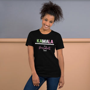 Black - Tri-color Pearl Kamala for President Unisex Tee