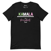 Load image into Gallery viewer, Black - Tri-color Pearl Kamala for President Unisex Tee
