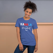 Load image into Gallery viewer, Blue - Tri-color Kamala for President Unisex Tee
