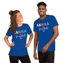 Load image into Gallery viewer, Blue - Tri-color Kamala for President Unisex Tee
